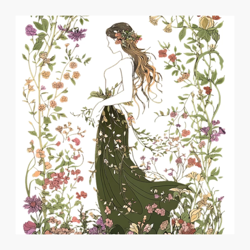 Ethereal Floral Maiden in Green Pin