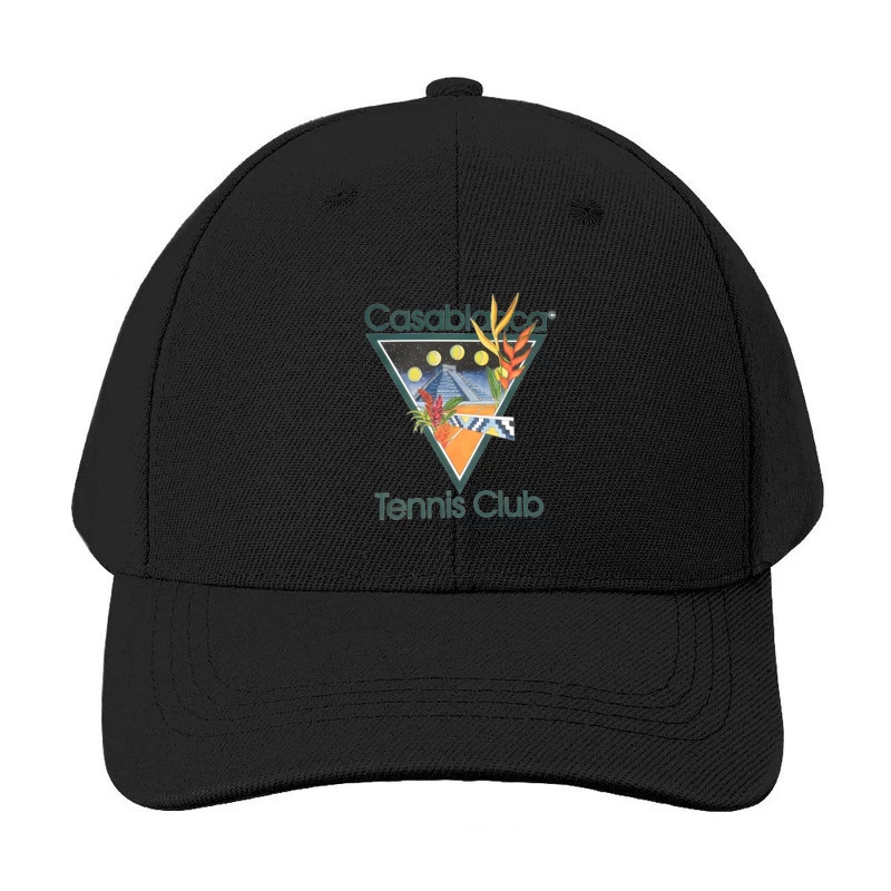 Casablanca Tennis Club Tropical Retro Logo with Mayan Motif Baseball Cap