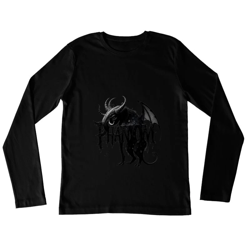 Gothic Phantom Beast with Horns and Wings Dark Art Illustration Female Long Sleeve T-Shirt