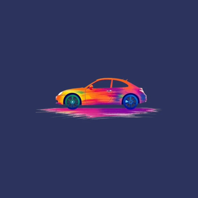 Artistic Side View of a Colorful Car Male T-Shirt