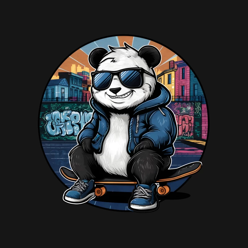 Cool Skateboarding Panda in Urban Graffiti Scene Mouse Pad