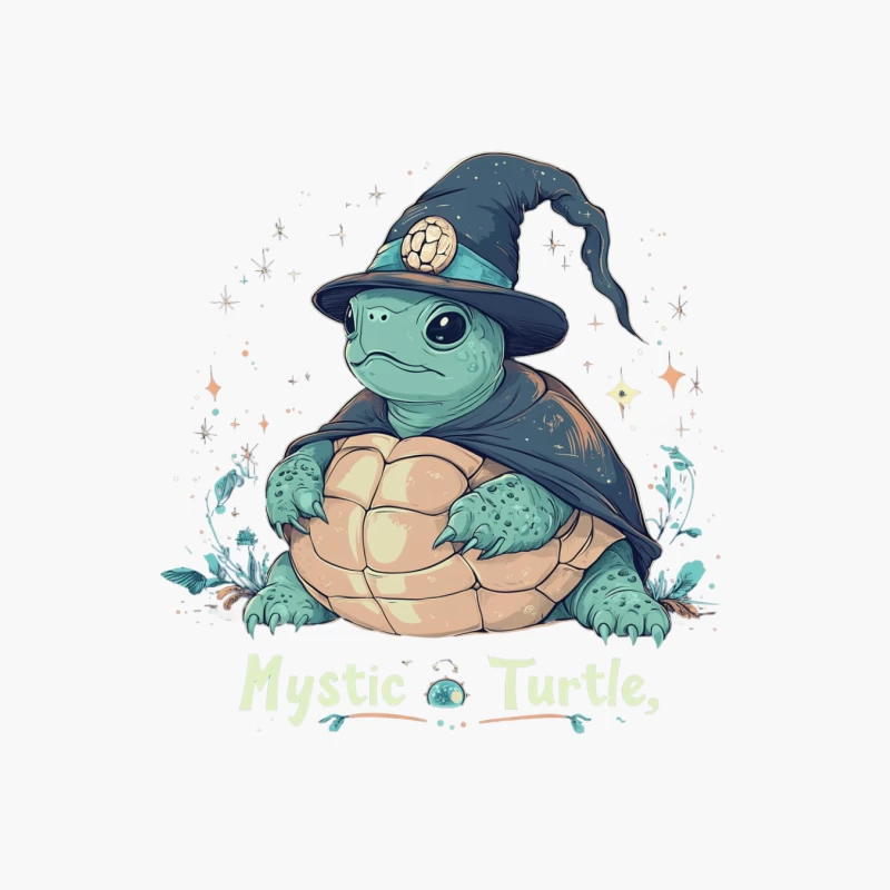 Mystical Wizard Turtle: Cute Fantasy Illustration Cotton Tote Bag