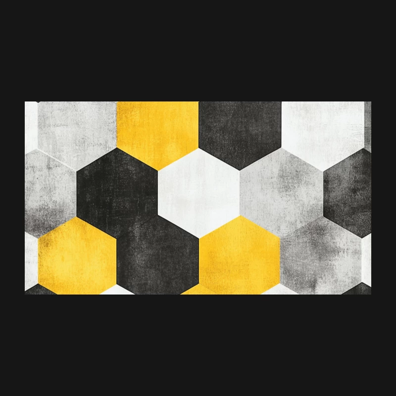 Modern Geometric Hexagon Pattern in Yellow, Gray, and White Desk Mat