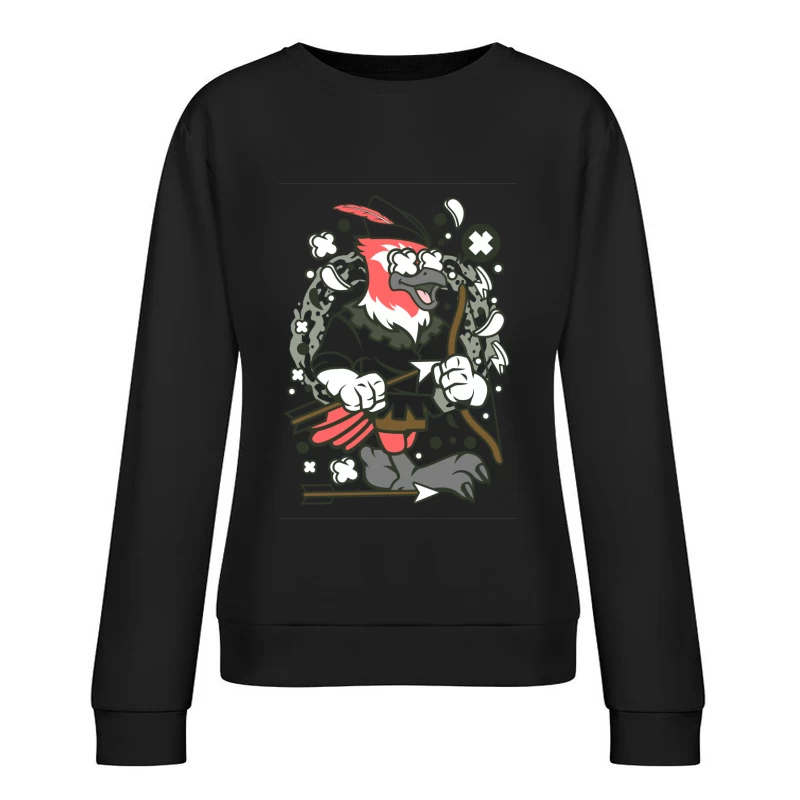 Oiseau archer comique Femme Sweat-shirt à enfiler