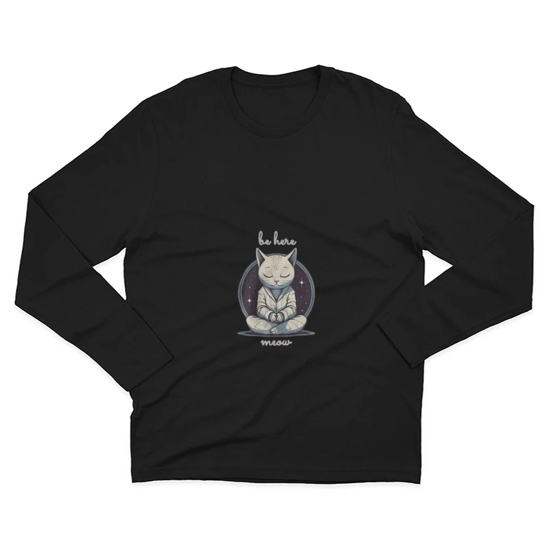 Chat en Méditation dans l'Espace Homme Manches Longues T-Shirt
