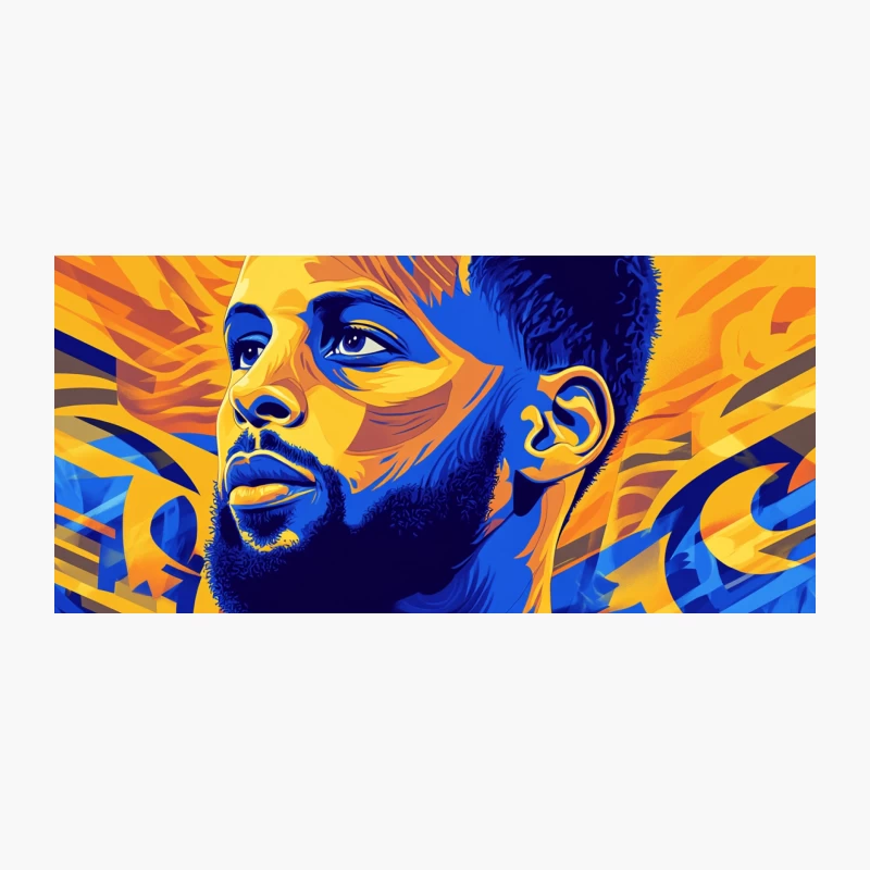 Vibrant Stylized Portrait of Basketball Player in Blue and Orange Coffee Mug
