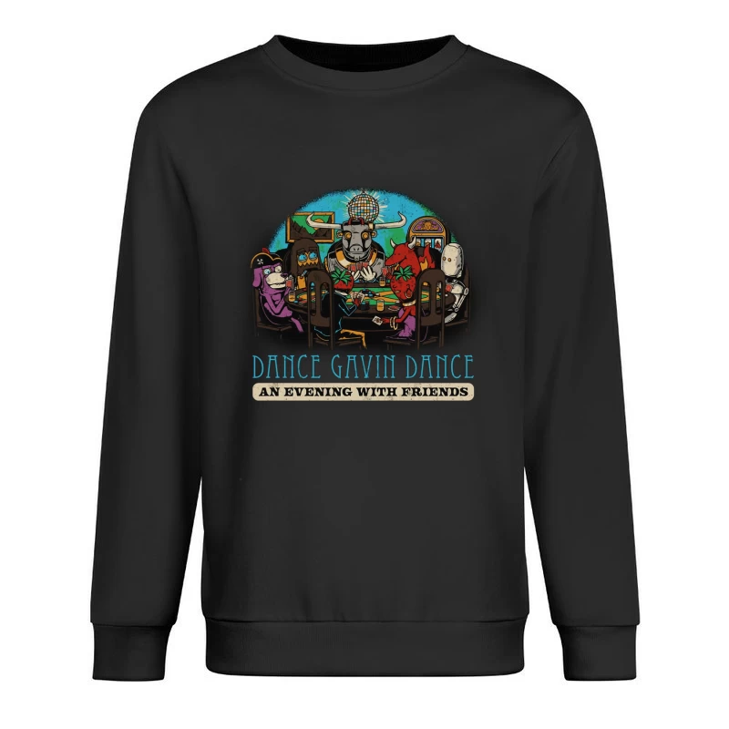 Dance Gavin Dance: Cartoon Characters Playing Poker Under Disco Ball Male Pullover Sweatshirt