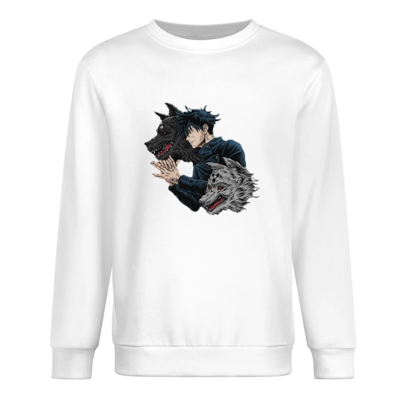 Anime Charakter mit Schattenwölfen Herren Pullover Sweatshirt