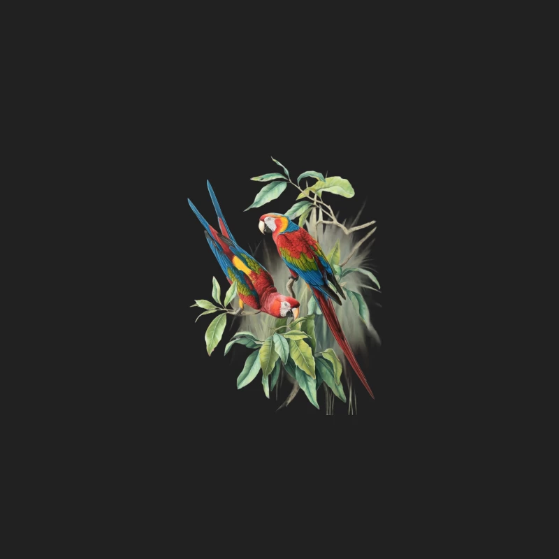 Vibrant Macaws: Tropical Wildlife Illustration Bucket Hat
