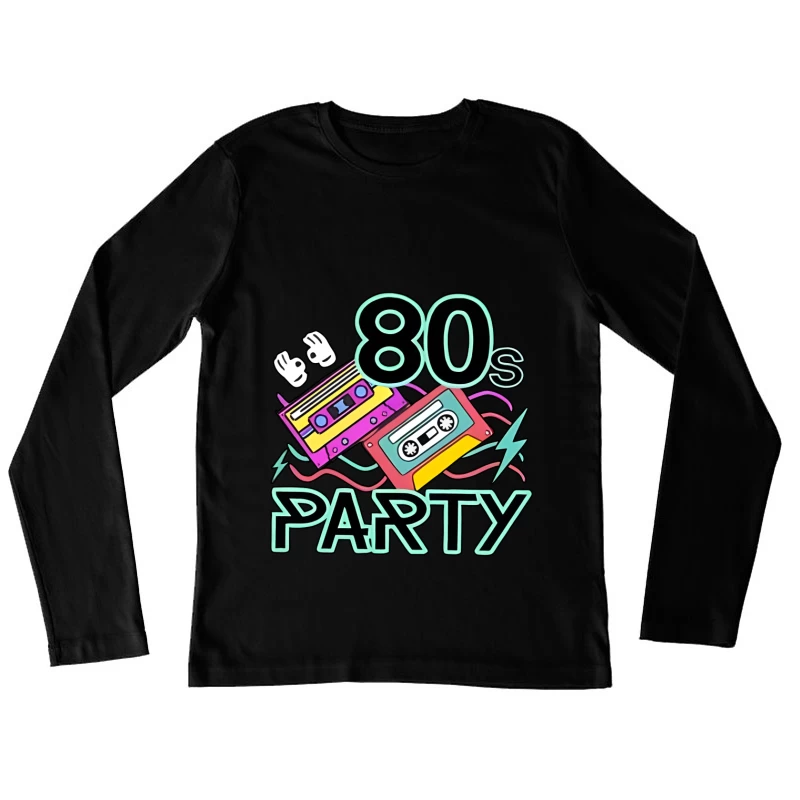 80er Jahre Party mit Kassetten Damen Langarm T-Shirt