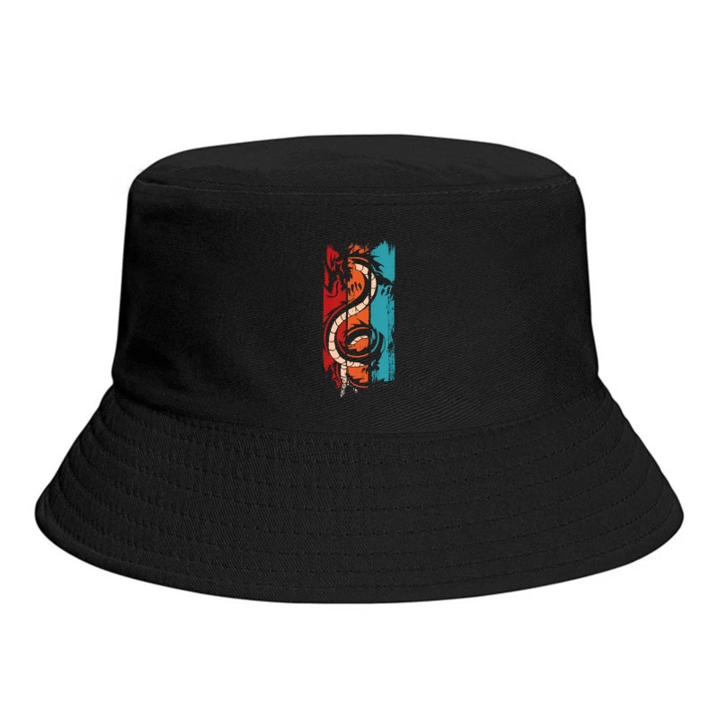 Tri-Color Dragon: Retro Tribal Vibes Bucket Hat