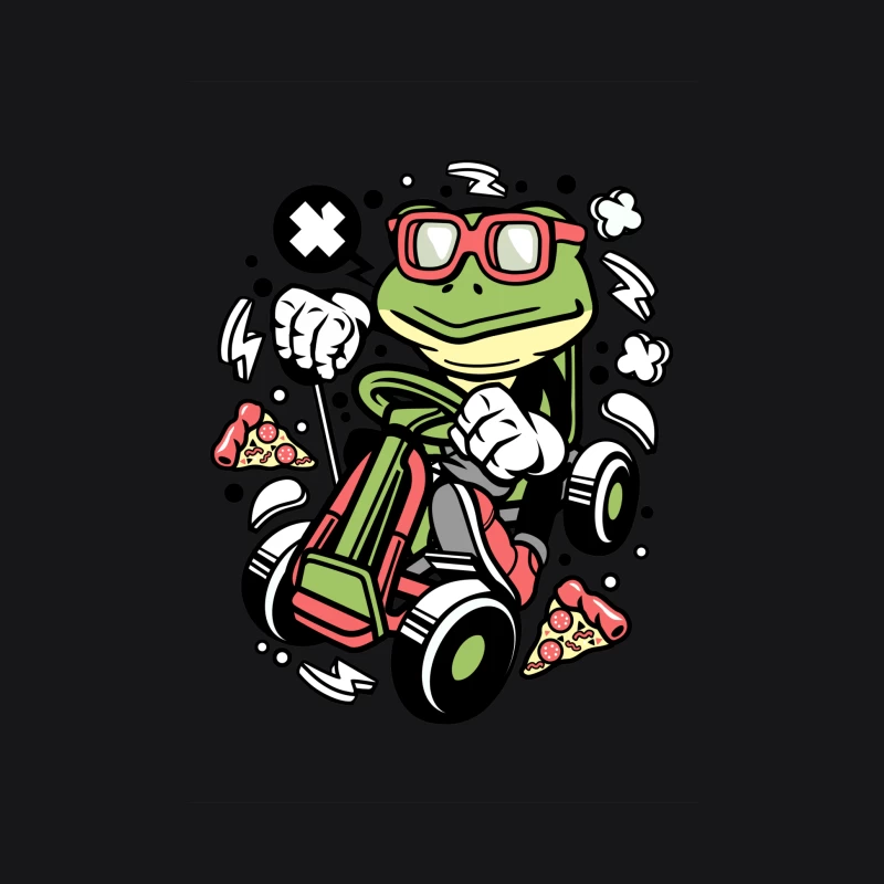 Grenouille cool en kart avec pizza Homme Sweat à capuche