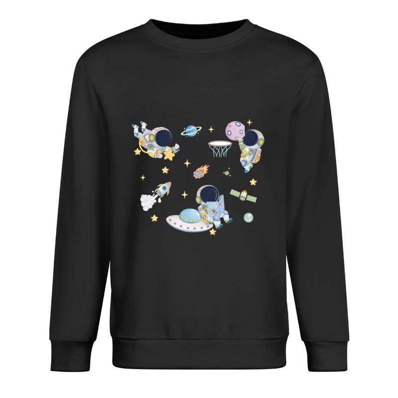 Niedliche Astronauten im Weltraum-Abenteuer Herren Pullover Sweatshirt