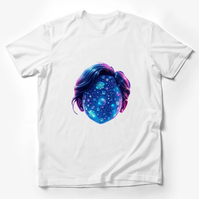 Ethereal Cosmic Portrait with Galaxy-Patterned Face Male T-Shirt