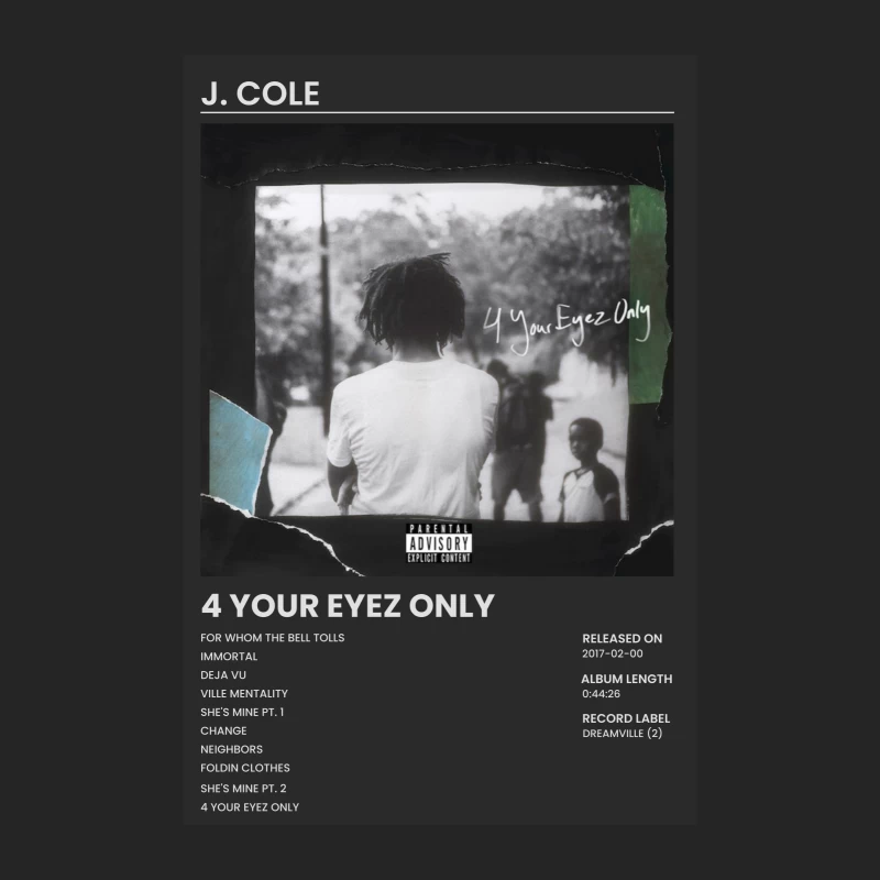 J. Cole's "4 Your Eyez Only" Album Cover and Track List Male Pullover Sweatshirt