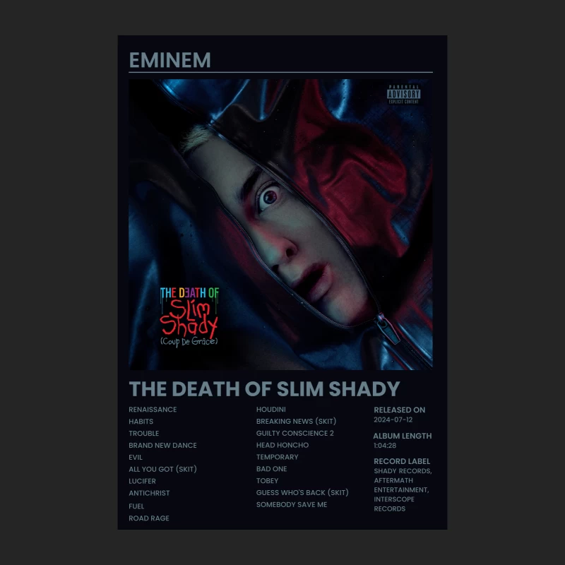 Eminem's Dark Album Cover: The Death of Slim Shady Female Pullover Sweatshirt