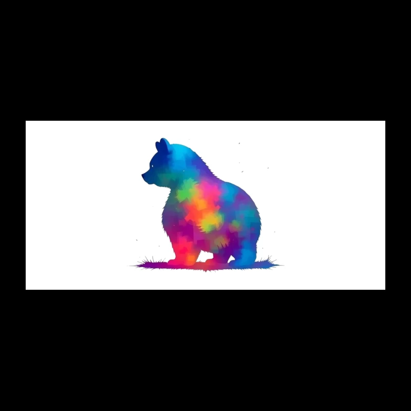 Rainbow Watercolor Bear Silhouette Art Coffee Mug