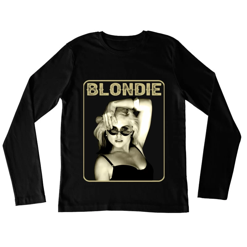 Vintage Black and White Fashion Portrait with Sunglasses Female Long Sleeve T-Shirt