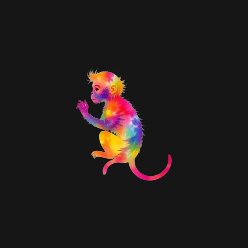 Rainbow Gradient Monkey Art Desk Mat