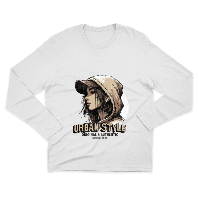 Urbanes Stil, Mütze und Kopfhörer Illustration Herren Langarm T-Shirt