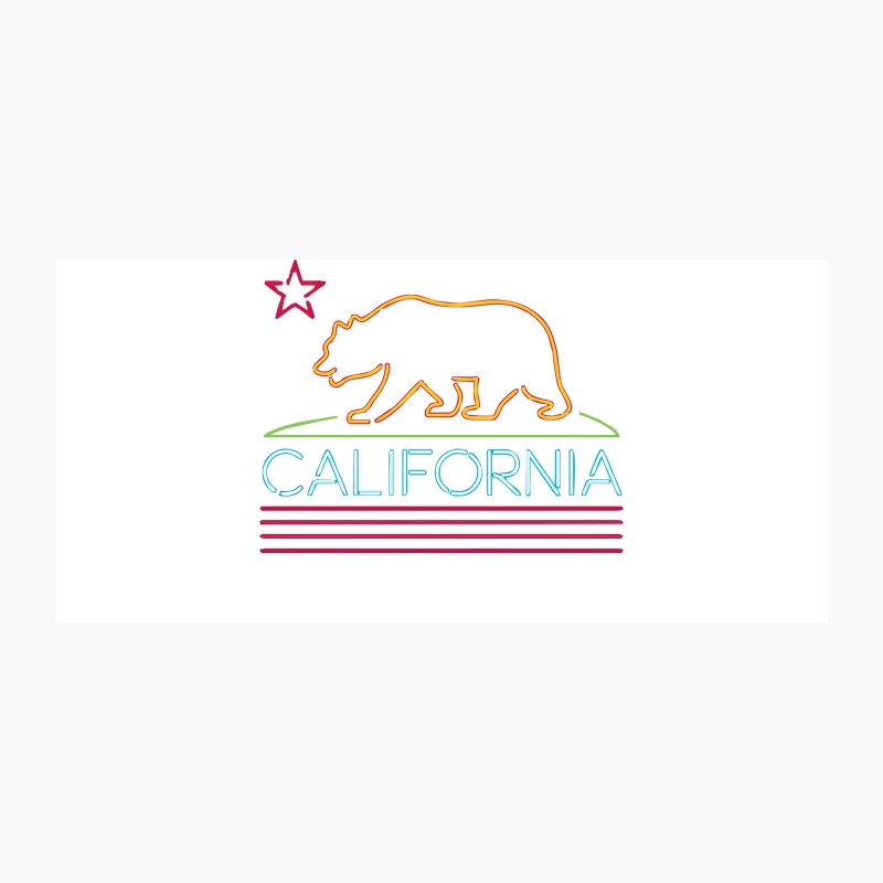 Neon Sign California Republic Flag Bear Coffee Mug