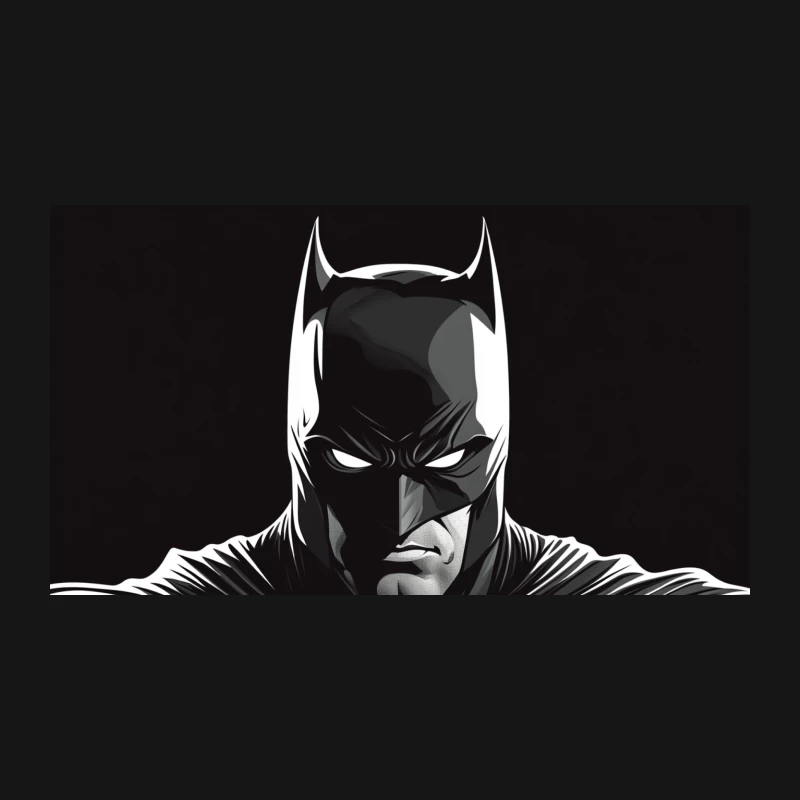 Dark Knight: Batman's Iconic Silhouette in Black and White Desk Mat