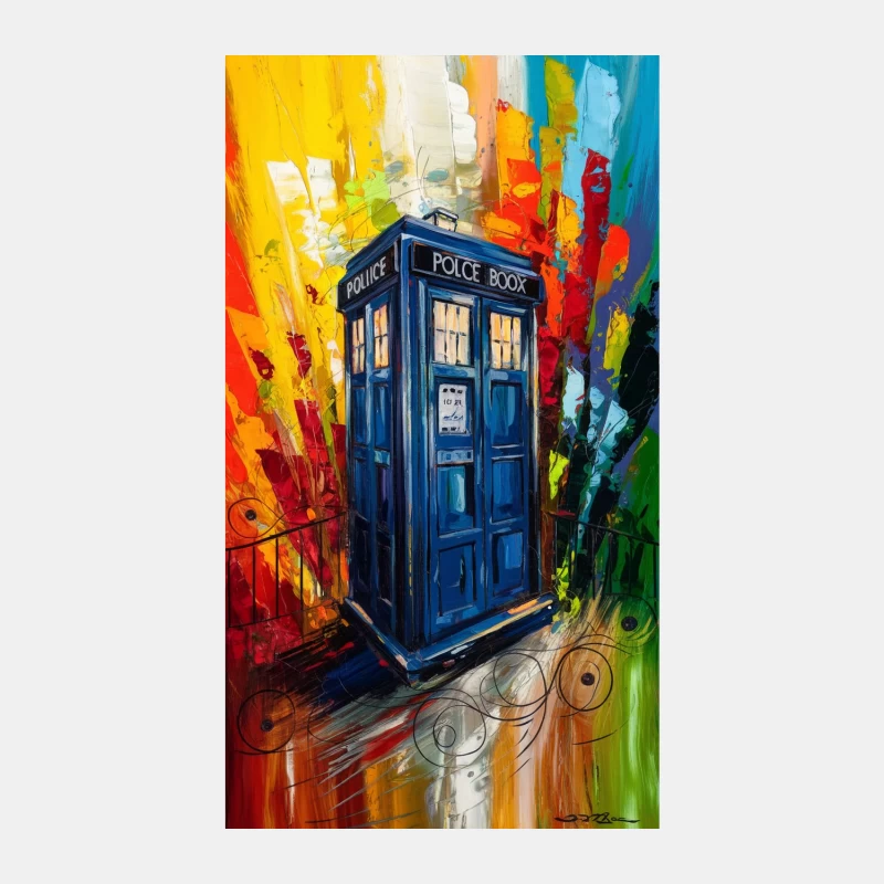 Vibrant TARDIS: Doctor Who's Time Machine in Abstract Art Male Tank Top