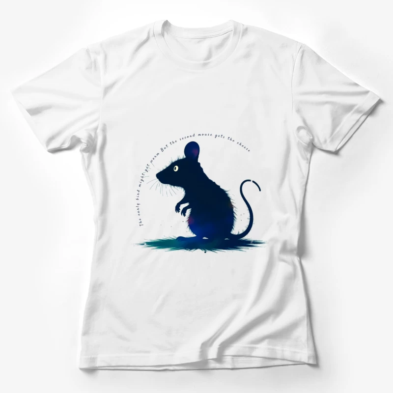 Dark Blue Mouse Silhouette Digital Illustration Female T-Shirt