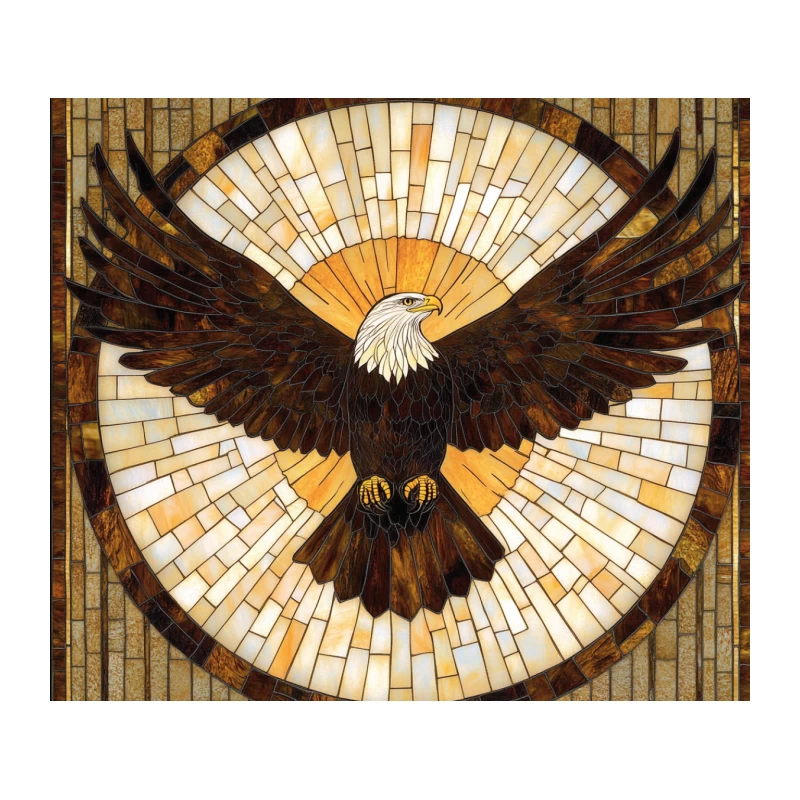 Majestic Eagle Stained Glass Mosaic Art Tapestry