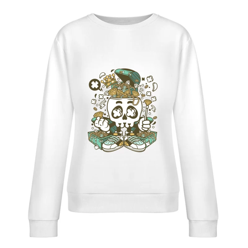 Crâne avec Trésor Riche Pop Art Femme Sweat-shirt à enfiler