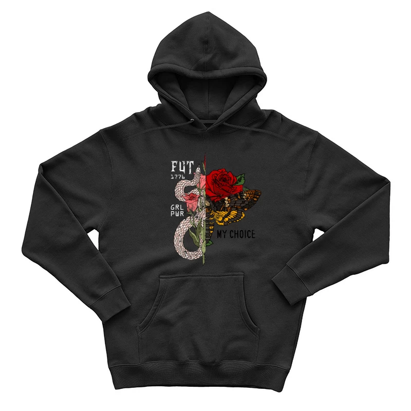 Serpent et papillon avec roses Homme Sweat à capuche