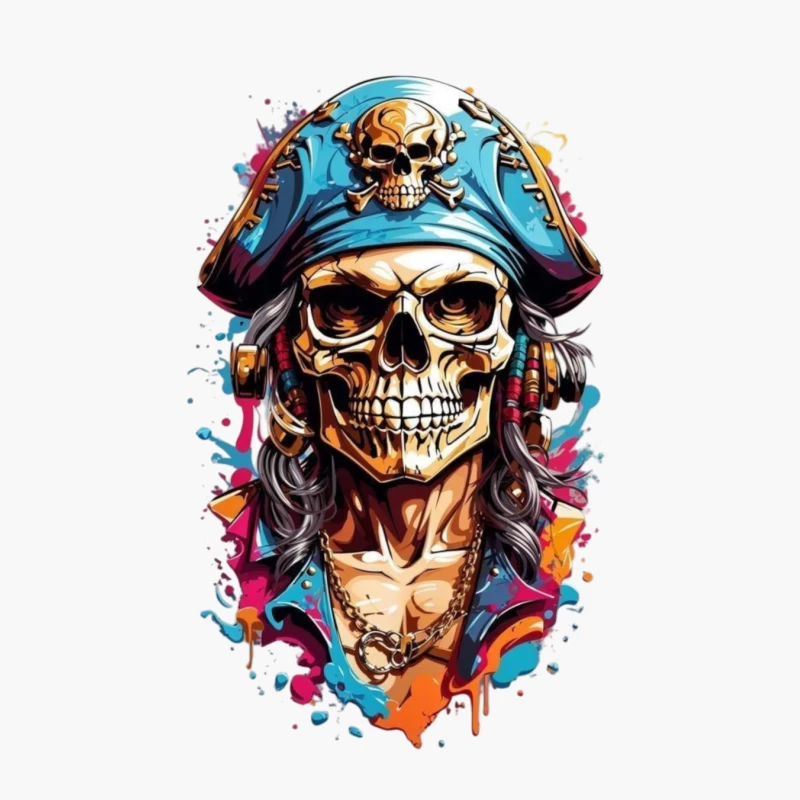 Stylized Pirate Skull Art Cotton Tote Bag