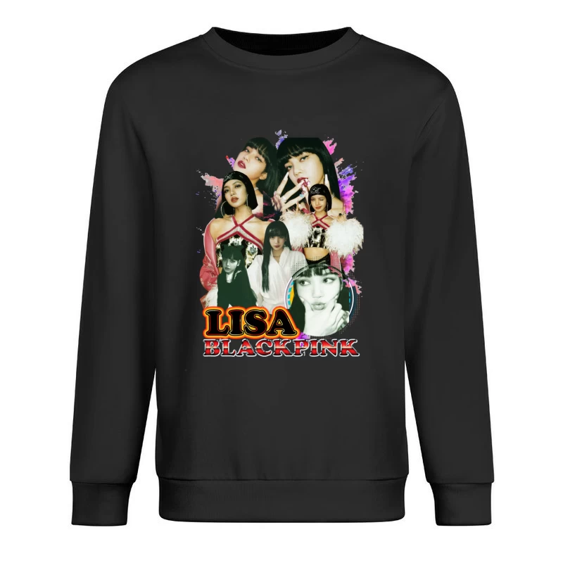Collage of Lisa from BLACKPINK Male Pullover Sweatshirt