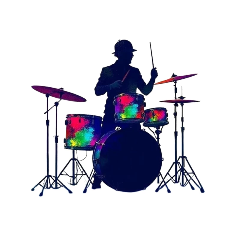 Colorful Silhouette of a Drummer Tapestry
