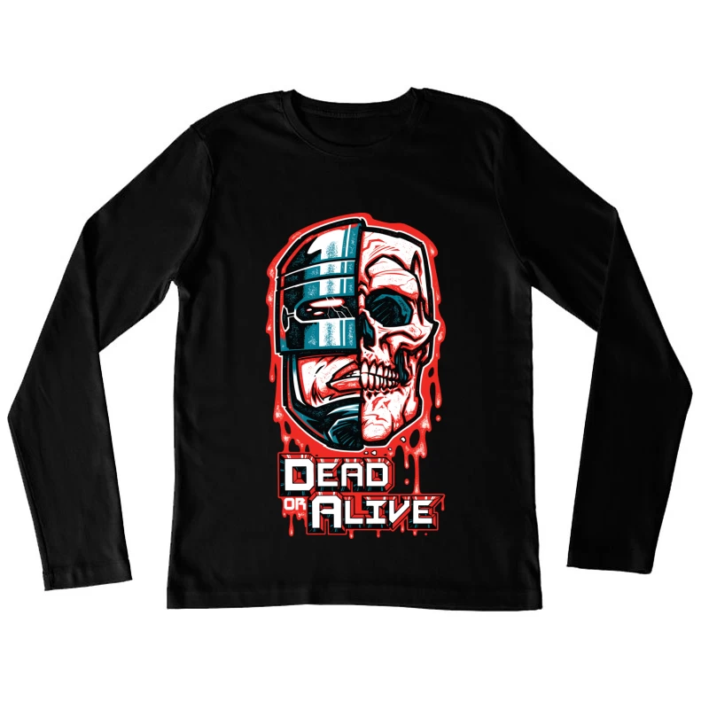 Robot Skull Graphic Art Female Long Sleeve T-Shirt