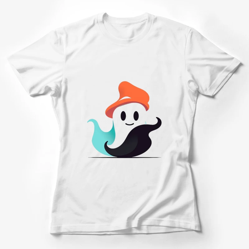 Cute Ghost Mascot with Orange Hat Female T-Shirt