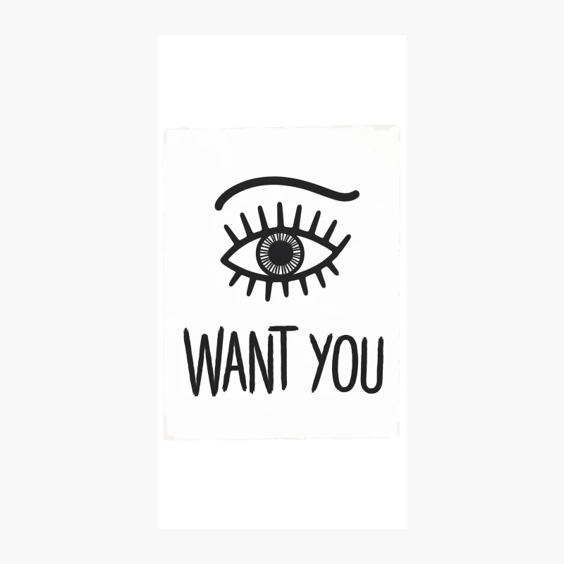 Minimalist Eye Graphic with "Want You" Text iPhone Case