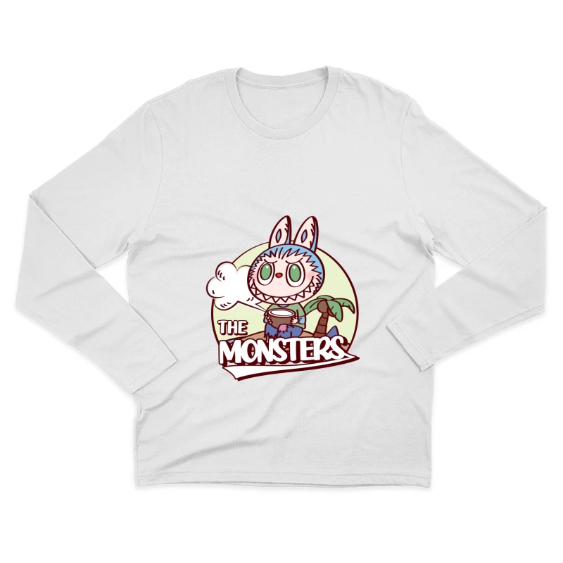 Niedliches Monster mit Palme und Wolke Herren Langarm T-Shirt