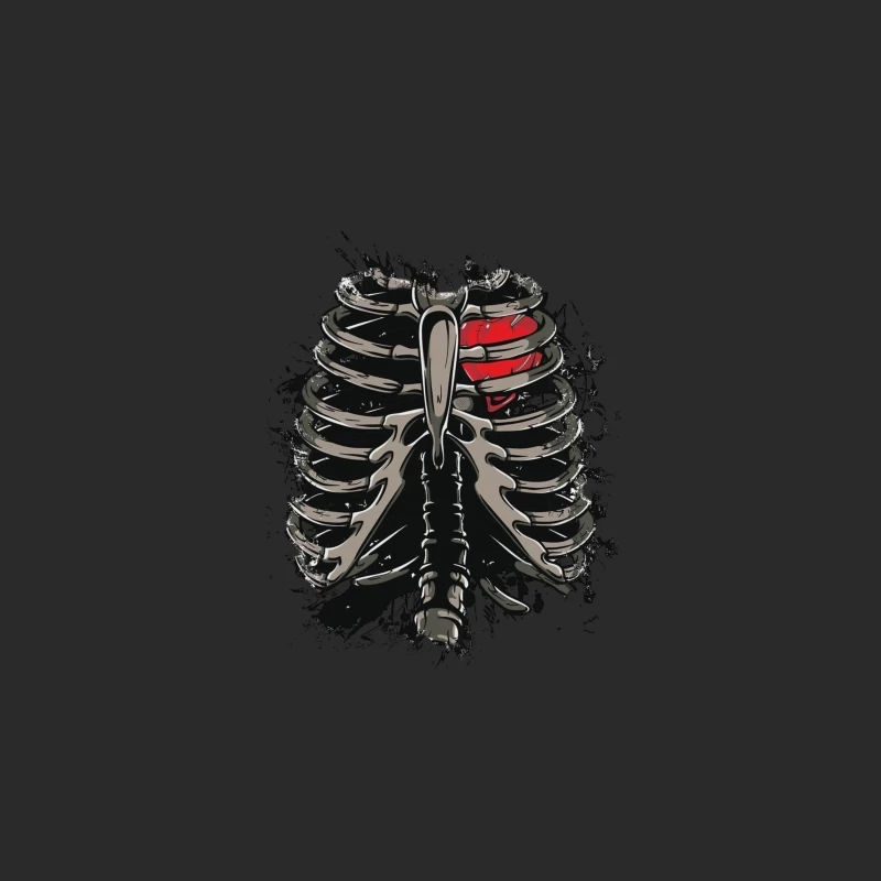 Anatomical Illustration of a Skeleton with a Heart Baseball Cap