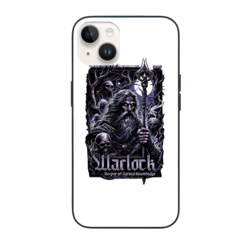 Dark Wizard with Staff Among Skulls - Gothic Fantasy Art iPhone Case