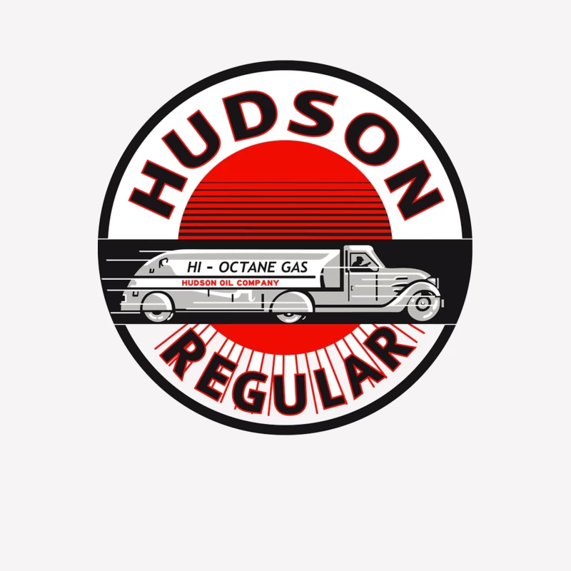 Vintage Hudson Regular Gas Station Logo with Art Deco Fuel Truck Design Female T-Shirt