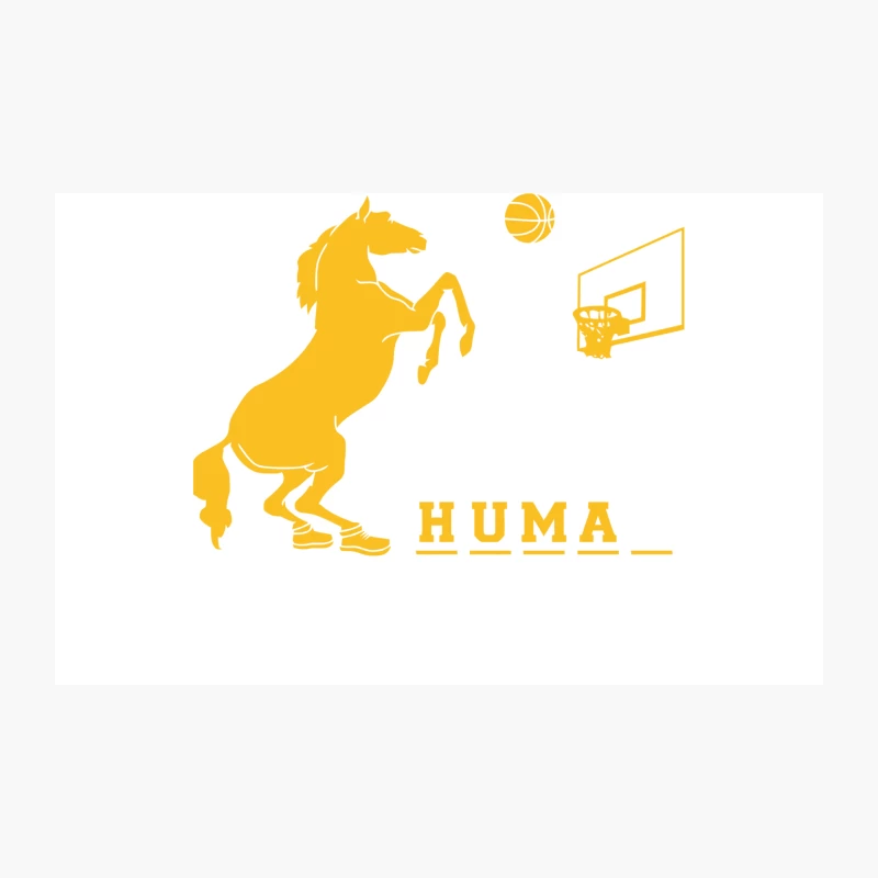 Yellow Horse and Basketball Sports Logo Travel Mug