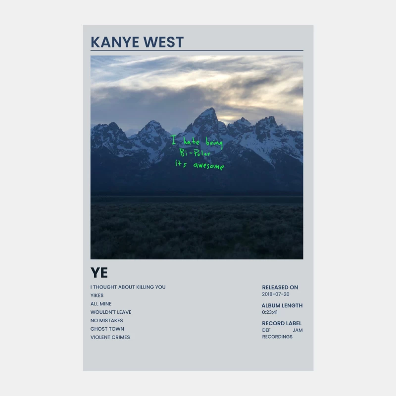 Kanye West's "Ye" Album Cover Featuring Wyoming Mountain Landscape Male Tank Top