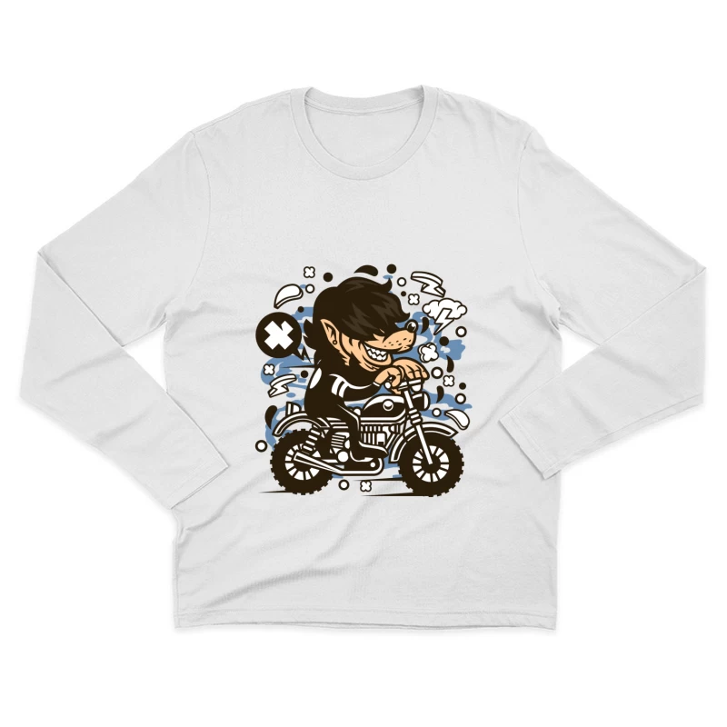 Motard cool sur moto rétro Homme Manches Longues T-Shirt