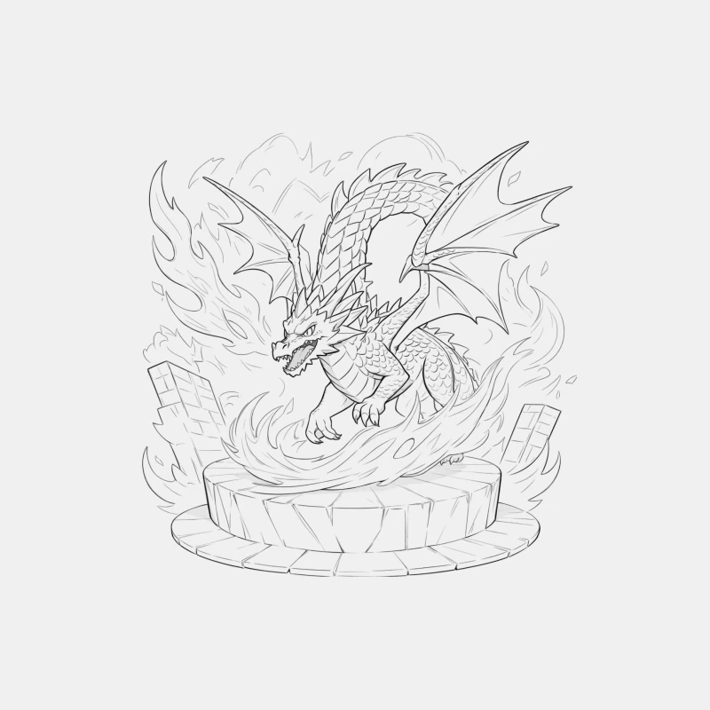 Mighty Dragon Ascending Amidst Flames Male Tank Top