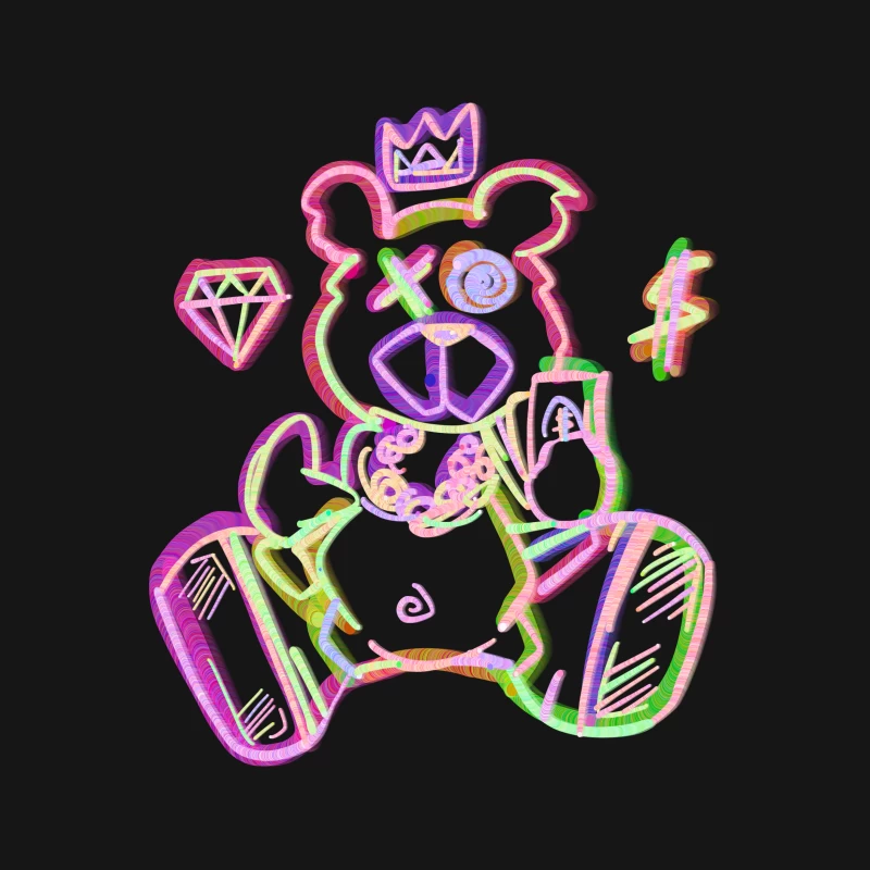 Neon Bärenkunst mit Kronen und Schmuck Herren T-Shirt