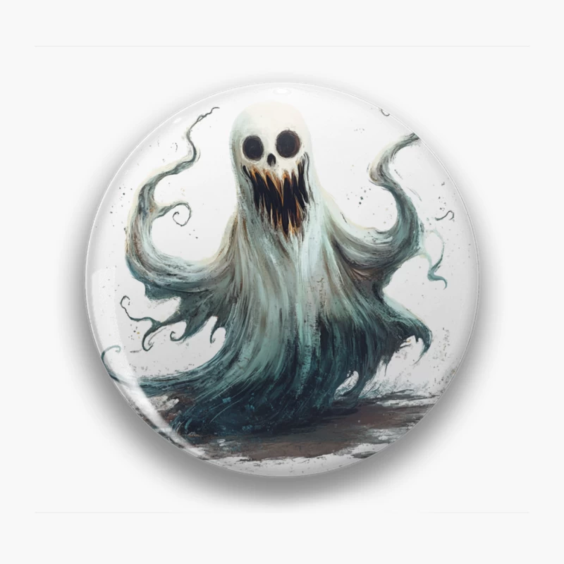 Ethereal Ghost Monster with Haunting Expression Pin