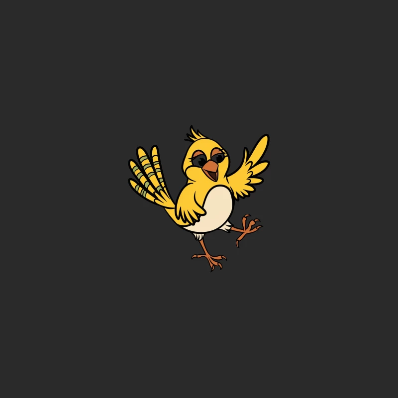 Cheerful Yellow Cartoon Bird Character Baseball Cap