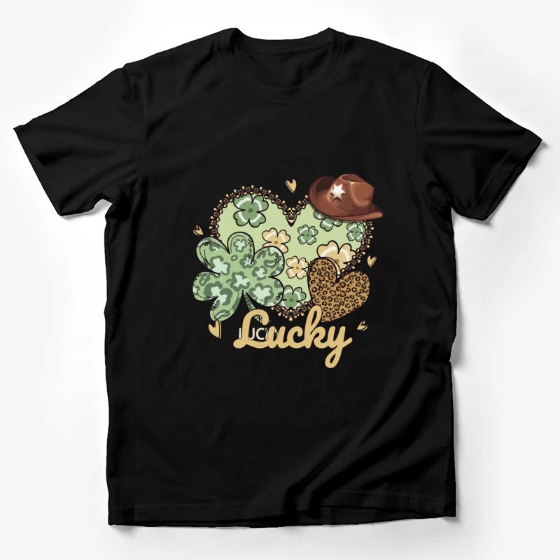 Glücksdesign mit Kleeblatt und Cowboyhut Herren T-Shirt