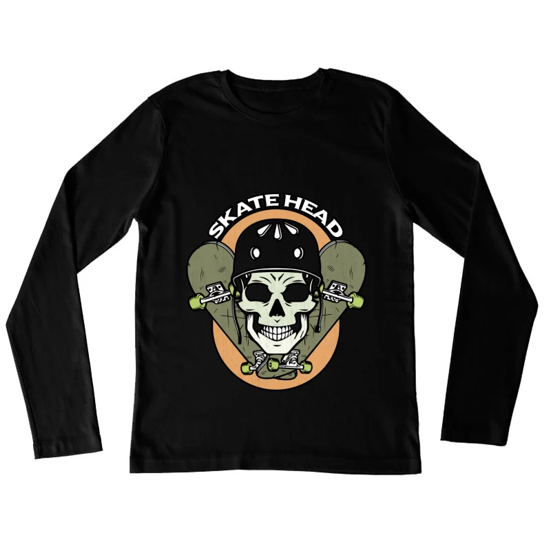Skater Totenkopf mit Helmlinie Damen Langarm T-Shirt